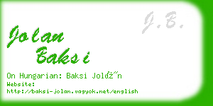 jolan baksi business card